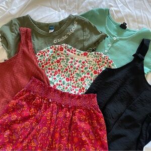 6 Piece Lot Girls XL 14/16 Clothes Short Sleeve Shirts Romper Shorts Tank Top